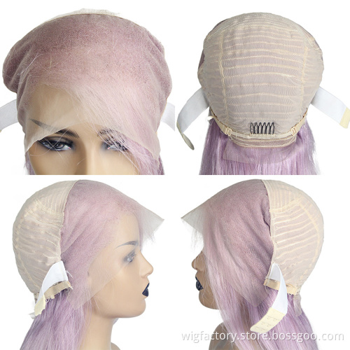 Cheap wholesale brazilian human hair long purple wig, 13x4 frontal purple wigs human hair, purple colors wigs for partyes